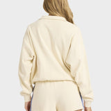 Billabong Classic Feels Half Zip Sweatshirt - Dame - White Cap