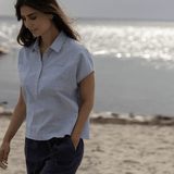 Lisbeth short linen Shirt - Dame - Heaven-melange