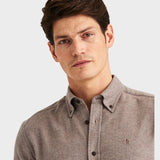 Flannel Herringbone Shirt-Slim Fit - Brown