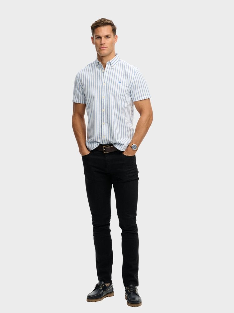 SUPERDRY Preppy Oxford Kortærmet skjorte - Herre - Blue Beach Stripe