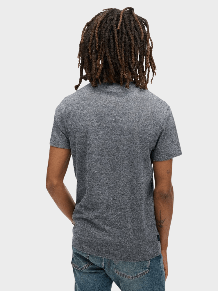 Organic Cotton Essential Logo Tshirt - Herre - Eclipse Navy/Grey Marl Feeder - Gumpel & Co