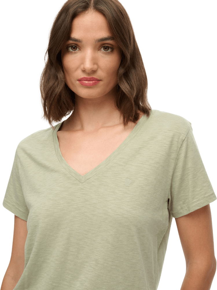 SUPERDRY Studios Slub Embroidered Tshirt - Dame - Dusty Sage