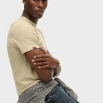 Organic Cotton Essential Logo Tshirt - Herre - Tan Brown Fleck Marl - Gumpel & Co