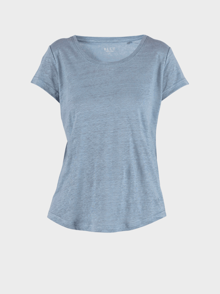 Lotta linen Tee - Dame - Dark Skyblue - Gumpel & Co