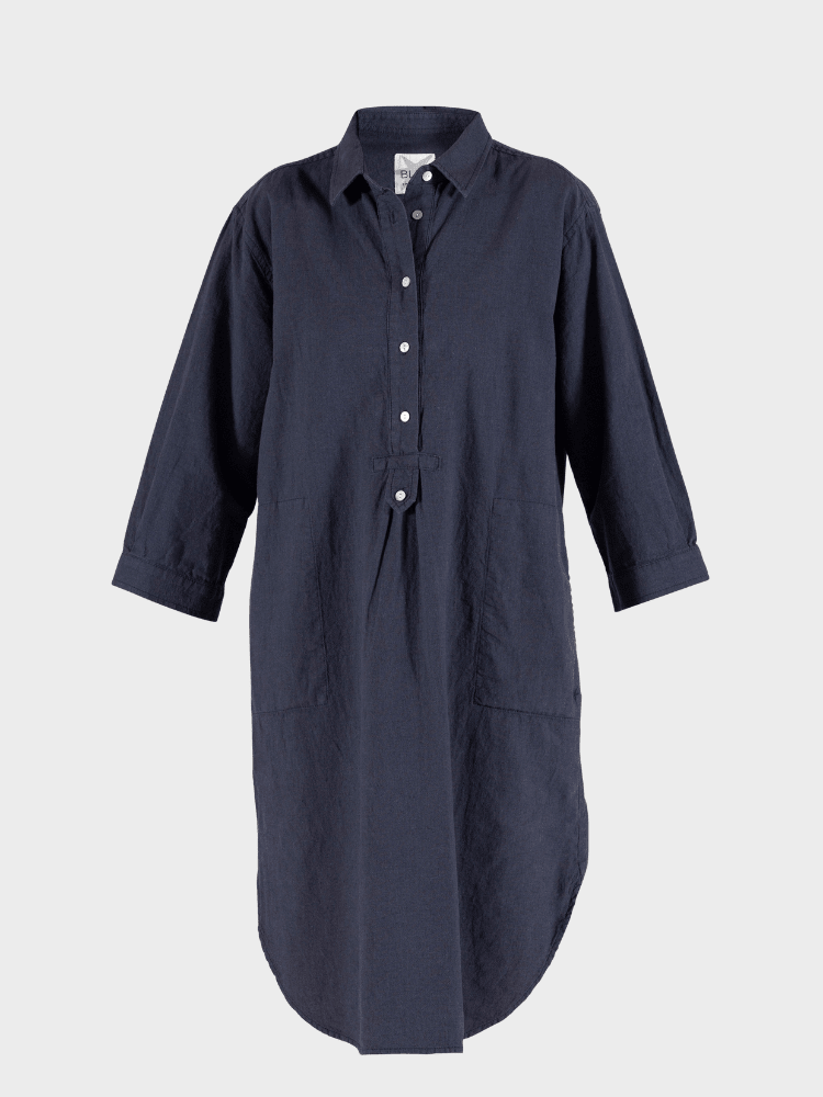Liv linen Shirt Dress - Dame - Dusty Navy - Gumpel & Co