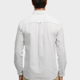 Preppy Oxford Langærmet Skjorte - Herre - Classic Blue/Optic Stripe - Gumpel & Co