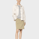 Ditte striped LS rib T-shirt - Dame - Ecru w/New Navy - Gumpel & Co