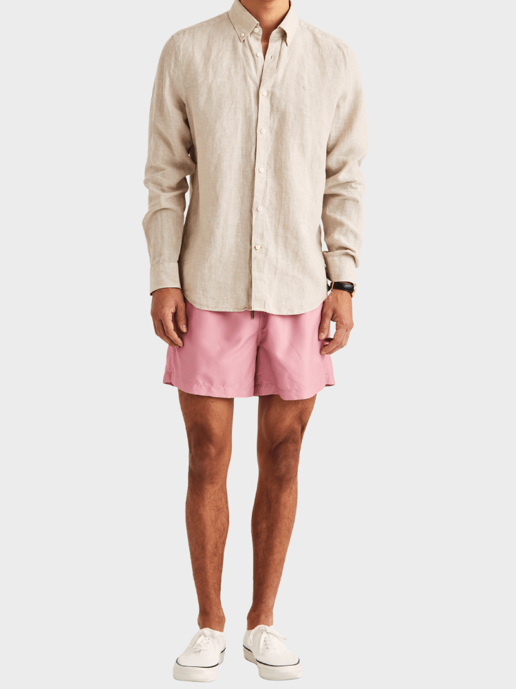 Morris Douglas Linen Shirt-Classic Fit - Khaki