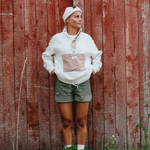 V Bond Cord Fleece - Dame - Natural / Red - Gumpel & Co