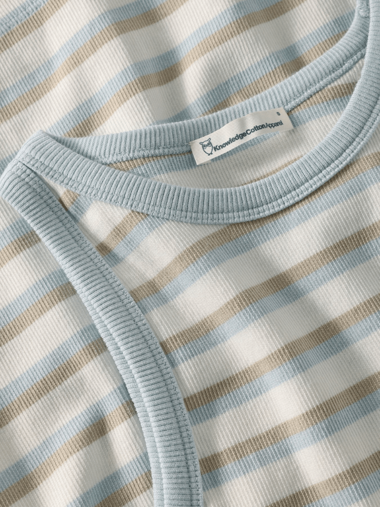 KNOWLEDGE COTTON APPAREL Racer Rib Top - Dame - Multi color stripe