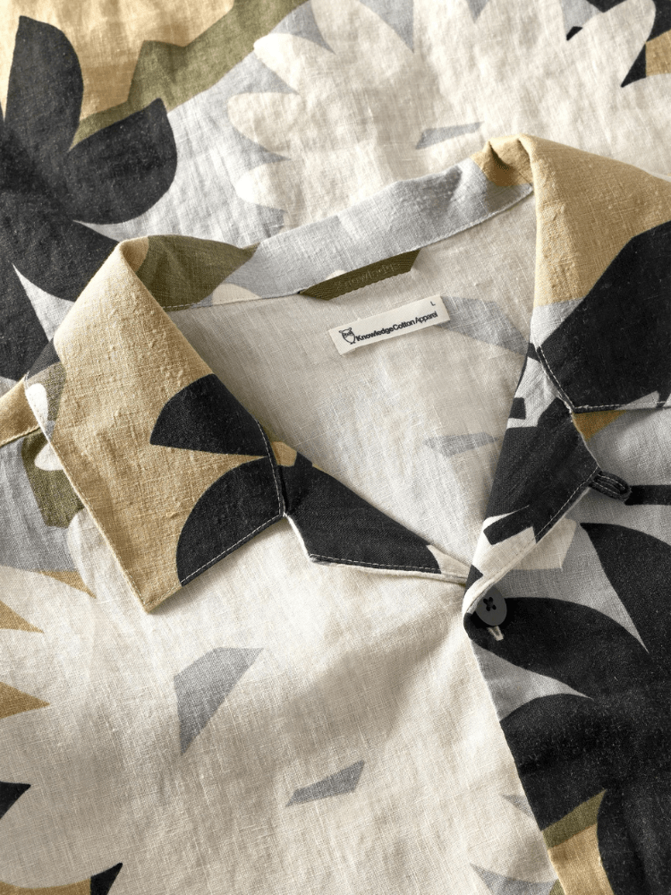 KNOWLEDGE COTTON APPAREL Hørskjorte m/korte ærmer - Herre - Green