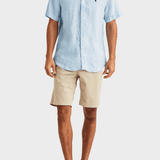 Morris Douglas Linen SS Shirt-Classic Fit - Blue