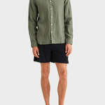 Morris Douglas Linen Shirt-Classic Fit - Olive