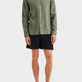 Morris Douglas Linen Shirt-Classic Fit - Olive
