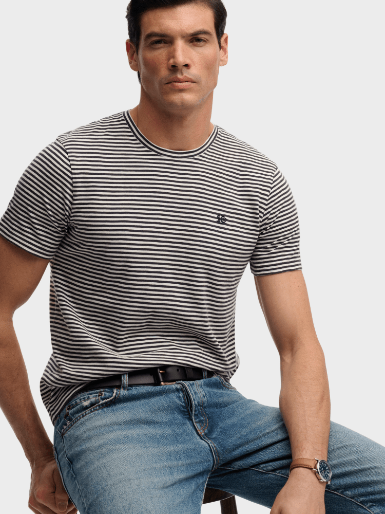 Classic Essential Stripe T-shirt - Herre - Prep Navy Stripe - Gumpel & Co