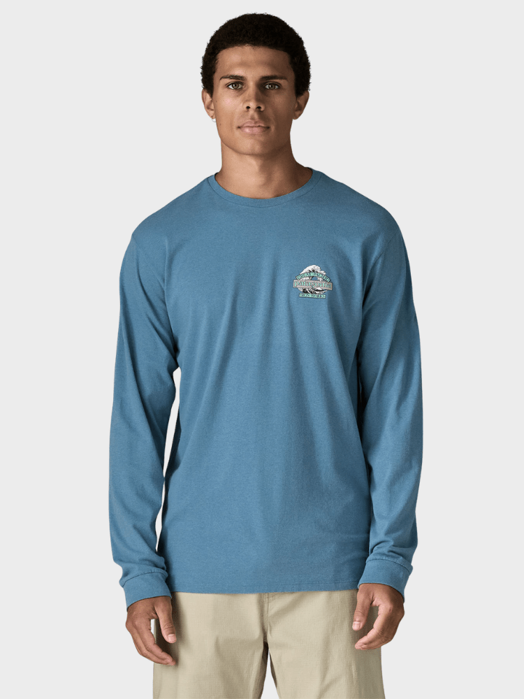 Long - Sleeved Great Waves Responsibili - Tshirt - Herre - Shore Blue - Gumpel & Co