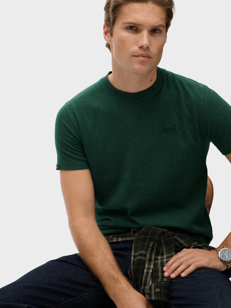 Organic Cotton Essential Logo T-shirt - Herre - Pitch Green Marl - Gumpel & Co