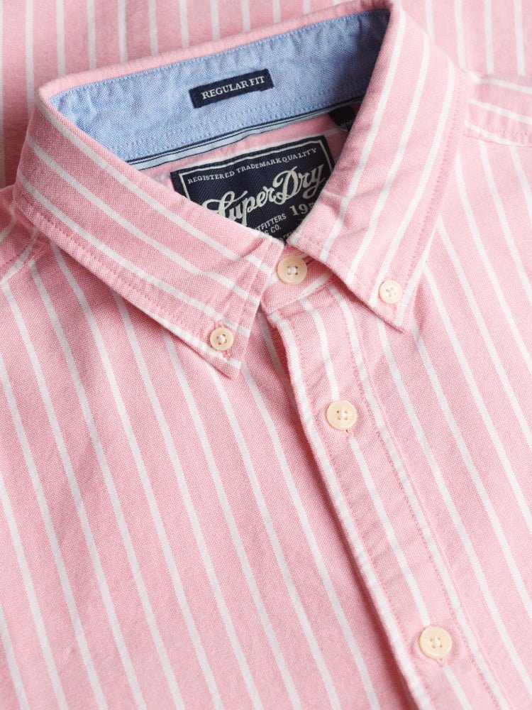 SUPERDRY Preppy Oxford Kortærmet Skjorte - Herre - Cali Coral/Optic Stripe
