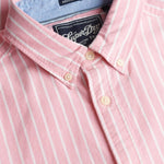 SUPERDRY Preppy Oxford Kortærmet Skjorte - Herre - Cali Coral/Optic Stripe