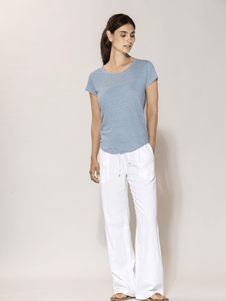 Lotta linen Tee - Dame - Dark Skyblue - Gumpel & Co