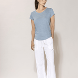 Lotta linen Tee - Dame - Dark Skyblue - Gumpel & Co