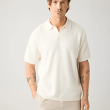 KNOWLEDGE COTTON APPAREL Organic Cotton Knitted Polo GOTS/Vegan - Herre - Egret