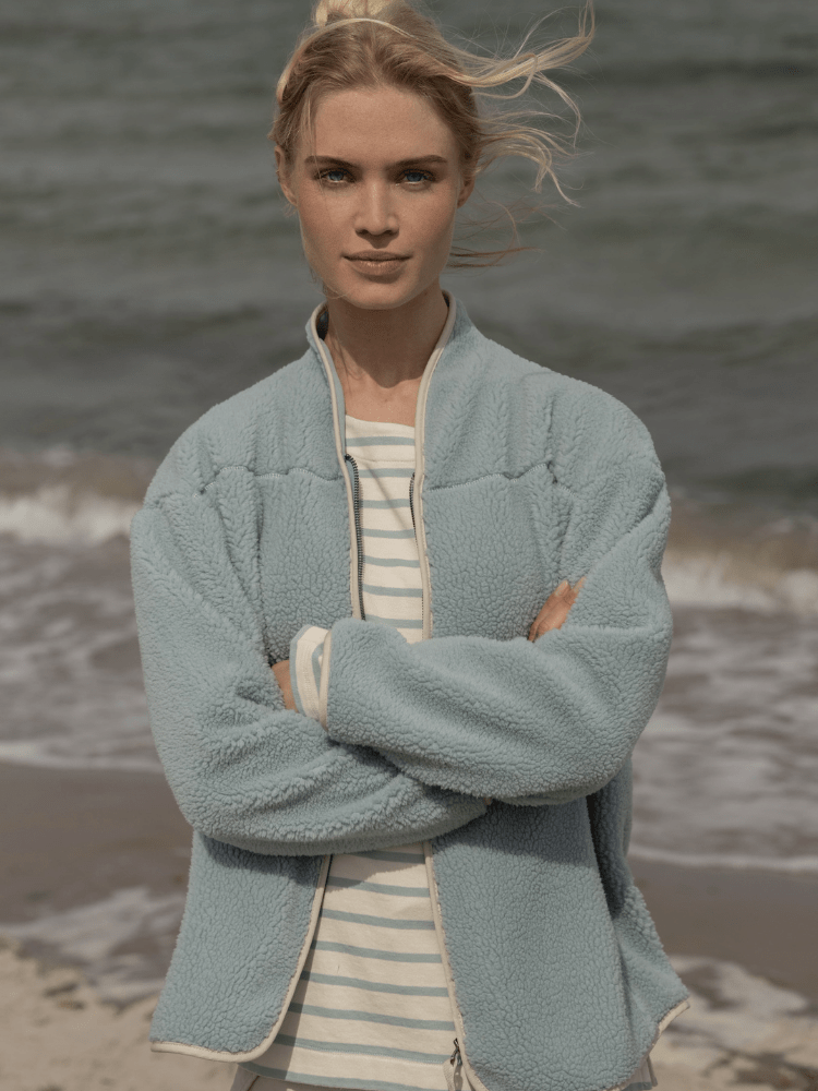 Donna striped Bluse m/lange ærmer - Dame - Ecru w/Aqua - Gumpel & Co