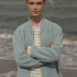 Donna striped Bluse m/lange ærmer - Dame - Ecru w/Aqua - Gumpel & Co