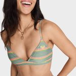 Ocean Dreamer Fixed Tri Bikini Top - Dame - Oil Green Stripes - Gumpel & Co