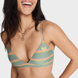 Ocean Dreamer Fixed Tri Bikini Top - Dame - Oil Green Stripes - Gumpel & Co