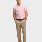 SUPERDRY Preppy Oxford Kortærmet Skjorte - Herre - Cali Coral/Optic Stripe