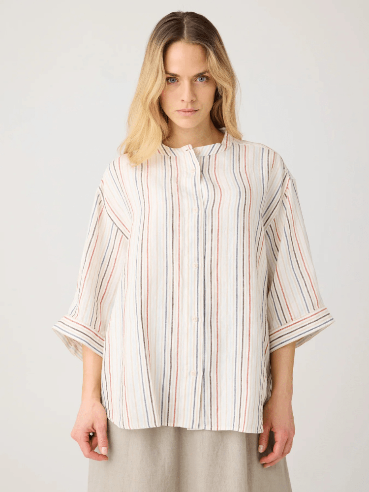 KNOWLEDGE COTTON APPAREL Stibet skjortebluse - Dame - Multi color stripe
