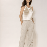 Luca linen Trousers - Dame - Chalk - melange - Gumpel & Co