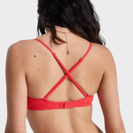 Roxy Solid Essentials Wrap Bra Bikini Top - Dame - Hibiscus