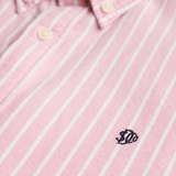 Preppy Oxford Langærmet Skjorte - Herre - Cali Coral / Optic Stripe - Gumpel & Co