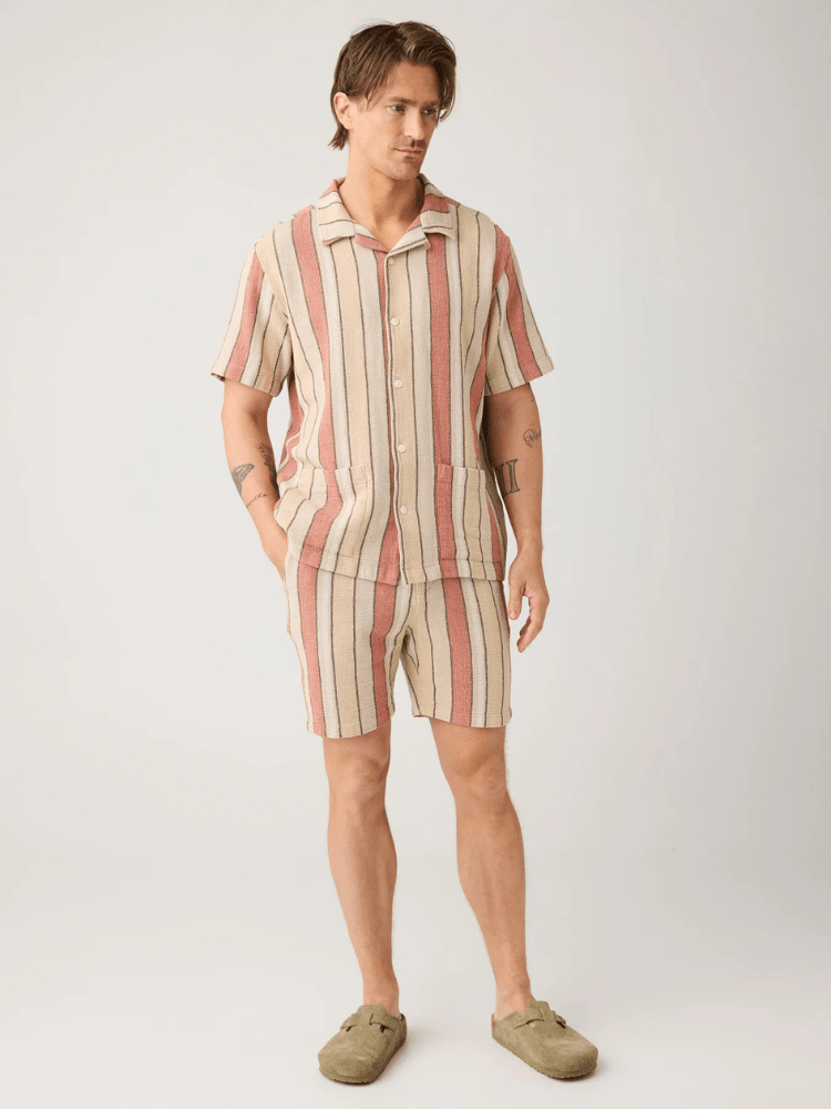 KNOWLEDGE COTTON APPAREL Fig Shorts - Herre - Red Stripe