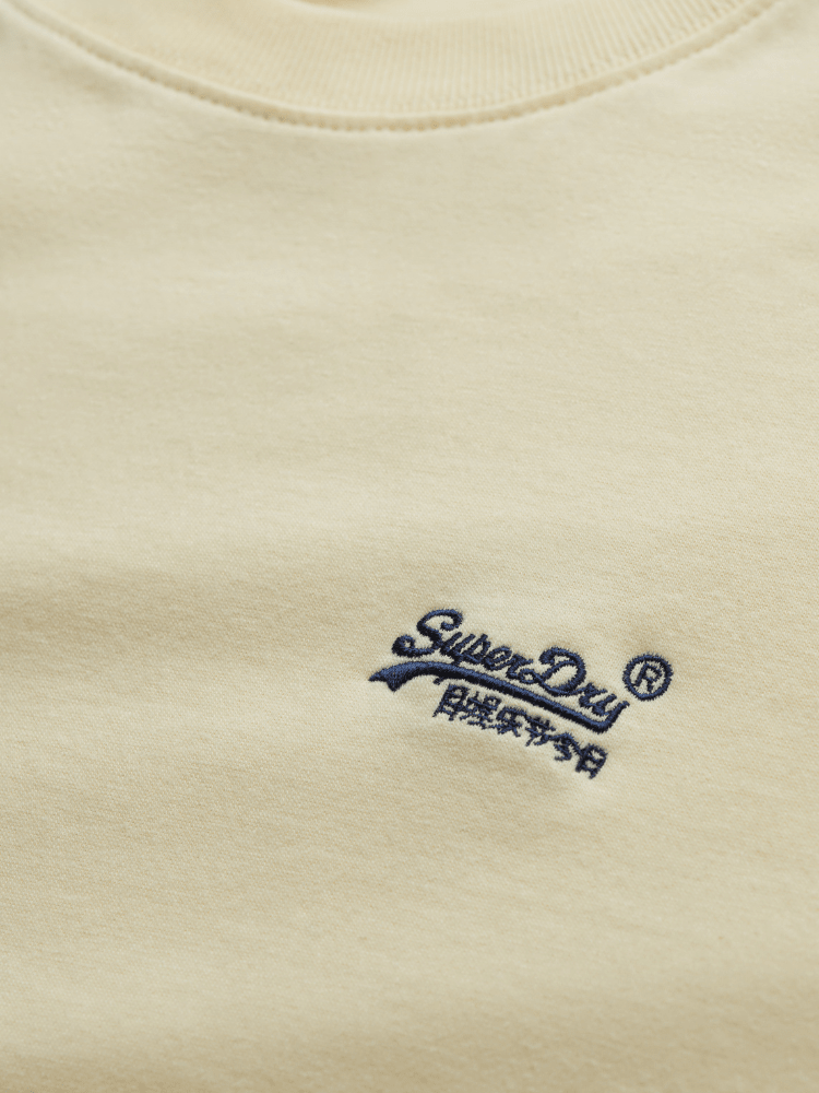 Organic Cotton Essential Logo Tshirt - Herre - Pastel Yellow/Navy - Gumpel & Co