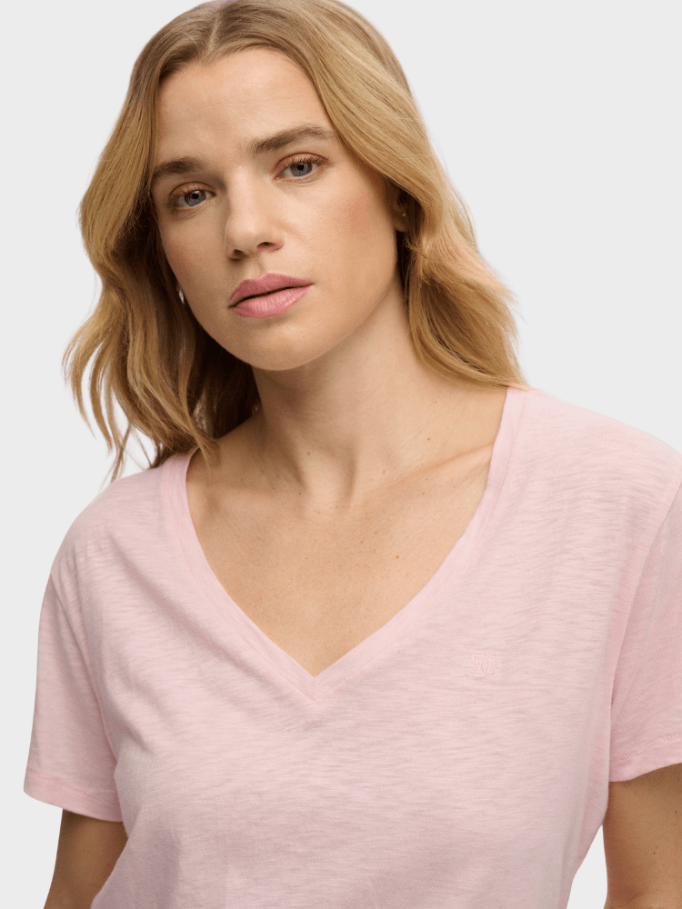 SUPERDRY Studios Slub Embroidered Tshirt - Dame - Pale Pink