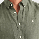 Morris Douglas Linen Shirt-Classic Fit - Olive