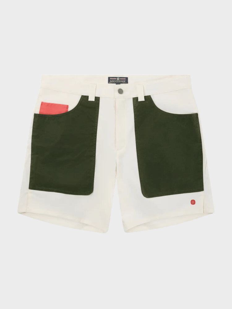 7 Inch Field Shorts - Herre - Off White / Green - Gumpel & Co