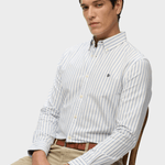 Preppy Oxford Langærmet Skjorte - Herre - Classic Blue/Optic Stripe - Gumpel & Co