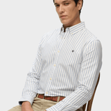 Preppy Oxford Langærmet Skjorte - Herre - Classic Blue/Optic Stripe - Gumpel & Co