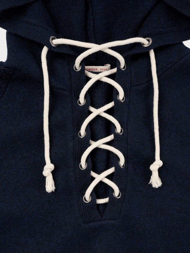 Amundsen W Boiled Hoodie Laced - Dame - Faded Navy