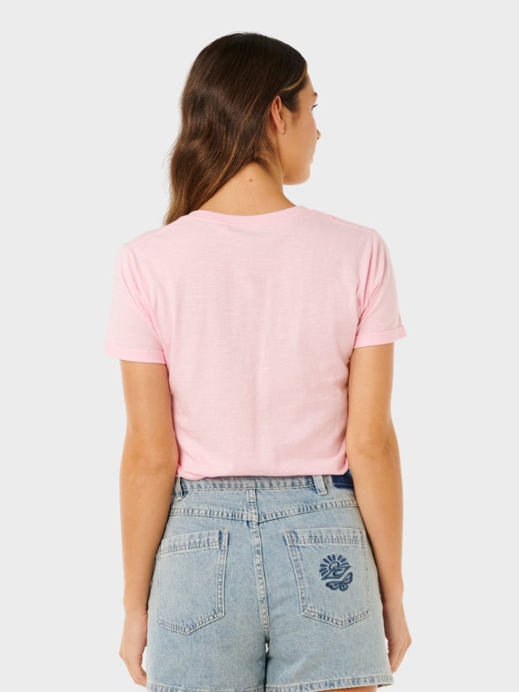 Rip Curl Molokai V Prnted T shirt - Dame - Soft Pink Hawaii