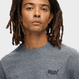Organic Cotton Essential Logo Tshirt - Herre - Eclipse Navy/Grey Marl Feeder - Gumpel & Co