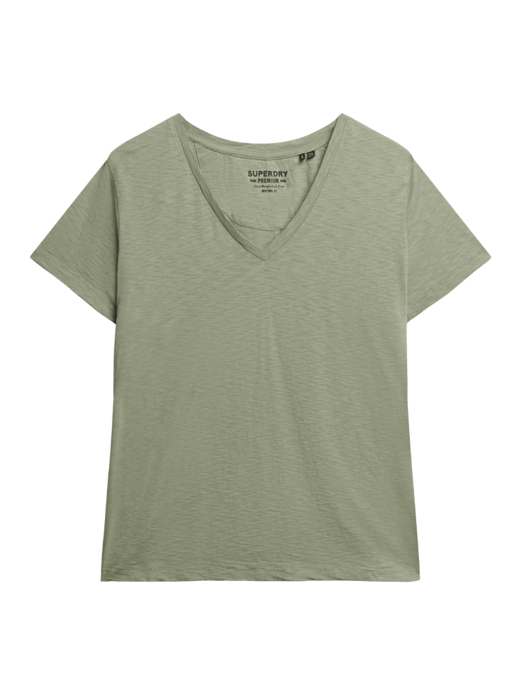 SUPERDRY Studios Slub Embroidered Tshirt - Dame - Dusty Sage