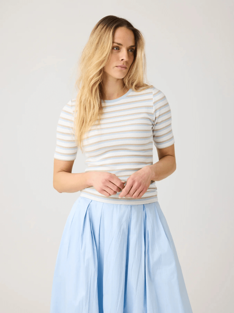 KNOWLEDGE COTTON APPAREL Rib T-shirt - Dame - Multi color stripe