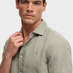 SUPERDRY Riviera Kortærmet Linen Skjorte - Herre - Bay Green