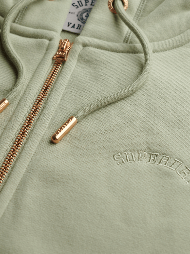 Essential Logo Zip hoodie - Dame - Dusty Sage - Gumpel & Co