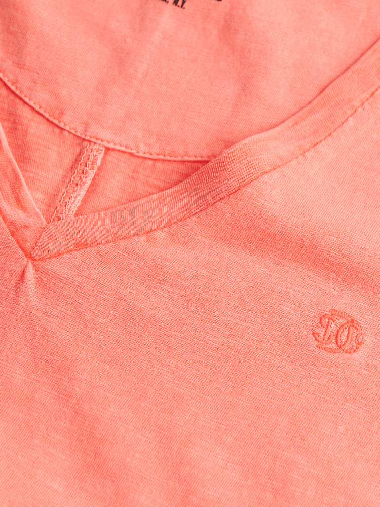 SUPERDRY Studios Slub Embroidered Tshirt - Dame - Fluro Coral